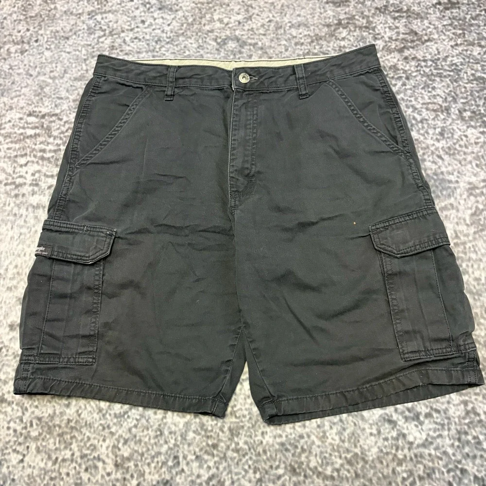 Wrangler Cargo Shorts Mens‎ 34 Black Outdoors Hiking Utility Skater Y2K